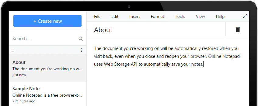 Keyseo Online Notepad Screenshot